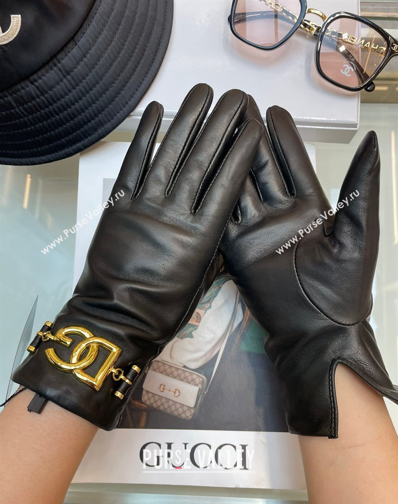 Dolce Gabbana DG Lambskin and Cashmere Gloves Black 2023 1206 (A-231206061)