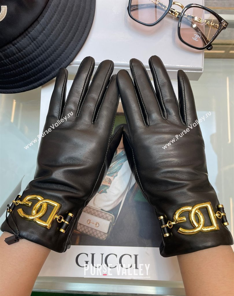 Dolce Gabbana DG Lambskin and Cashmere Gloves Black 2023 1206 (A-231206061)