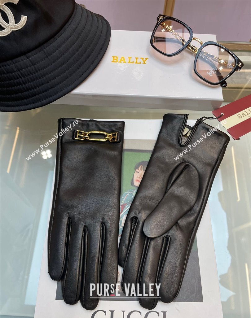 Bally Lambskin and Cashmere Gloves Black 2023 1206 (A-231206064)