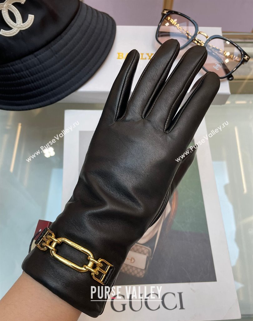 Bally Lambskin and Cashmere Gloves Black 2023 1206 (A-231206064)