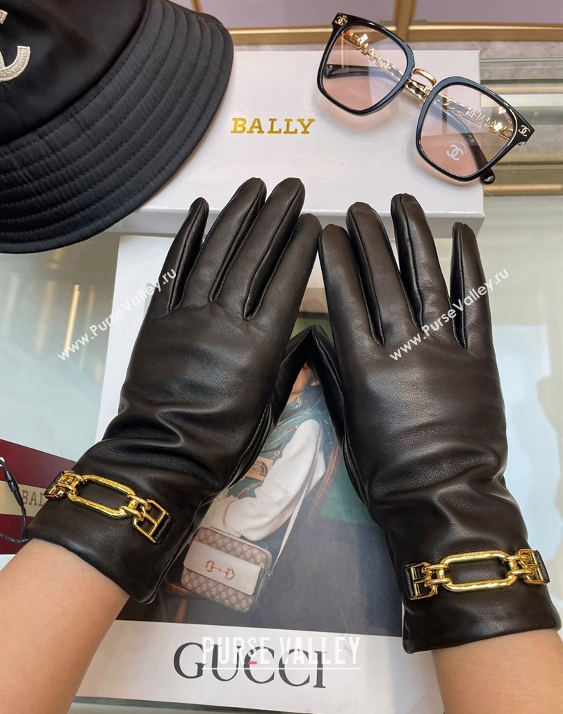 Bally Lambskin and Cashmere Gloves Black 2023 1206 (A-231206064)