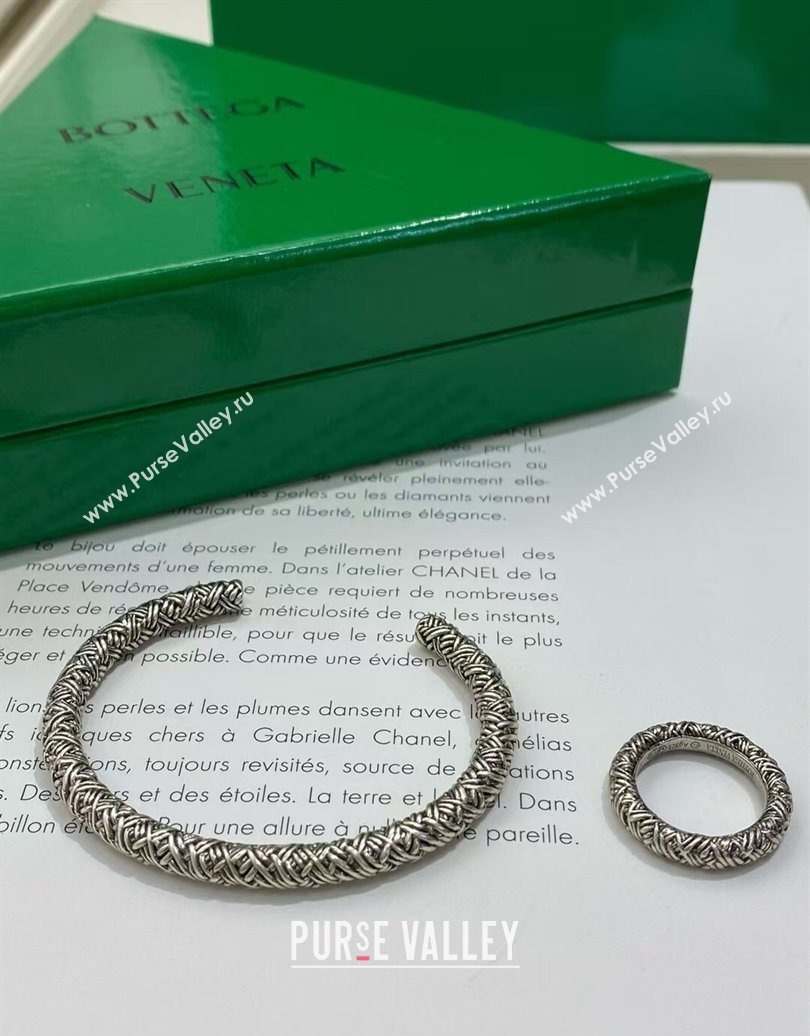 Bottega Veneta Intreccio Open Bracelet Aged Silver 2025 0618 (YF-250618083)