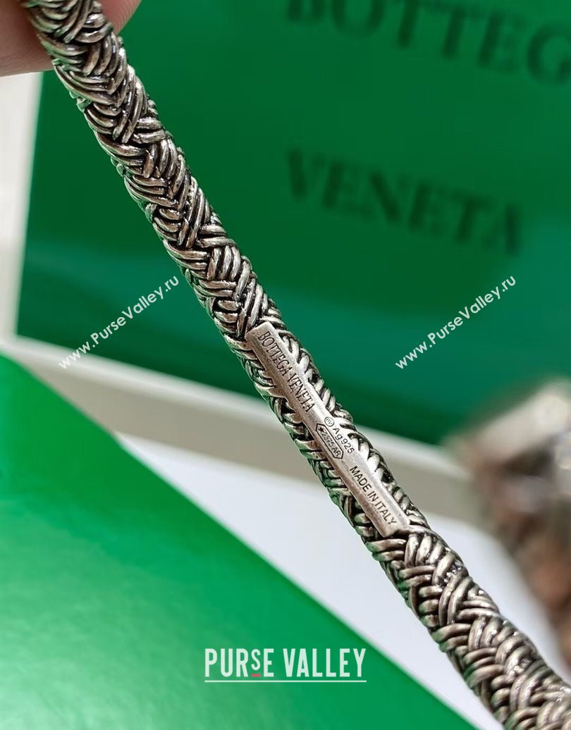 Bottega Veneta Intreccio Open Bracelet Aged Silver 2025 0618 (YF-250618083)
