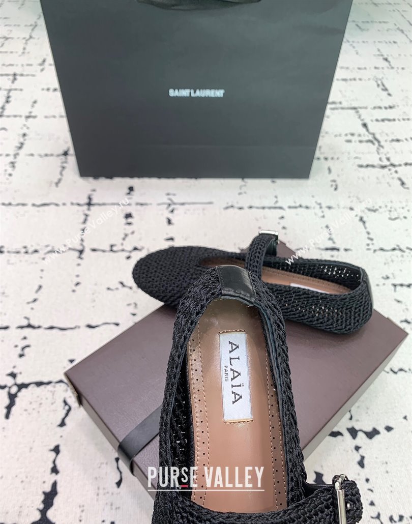 Maison Alaia Ballet Flats in Knitted Fiber Black 2025 AL042802 (KER-250428077)