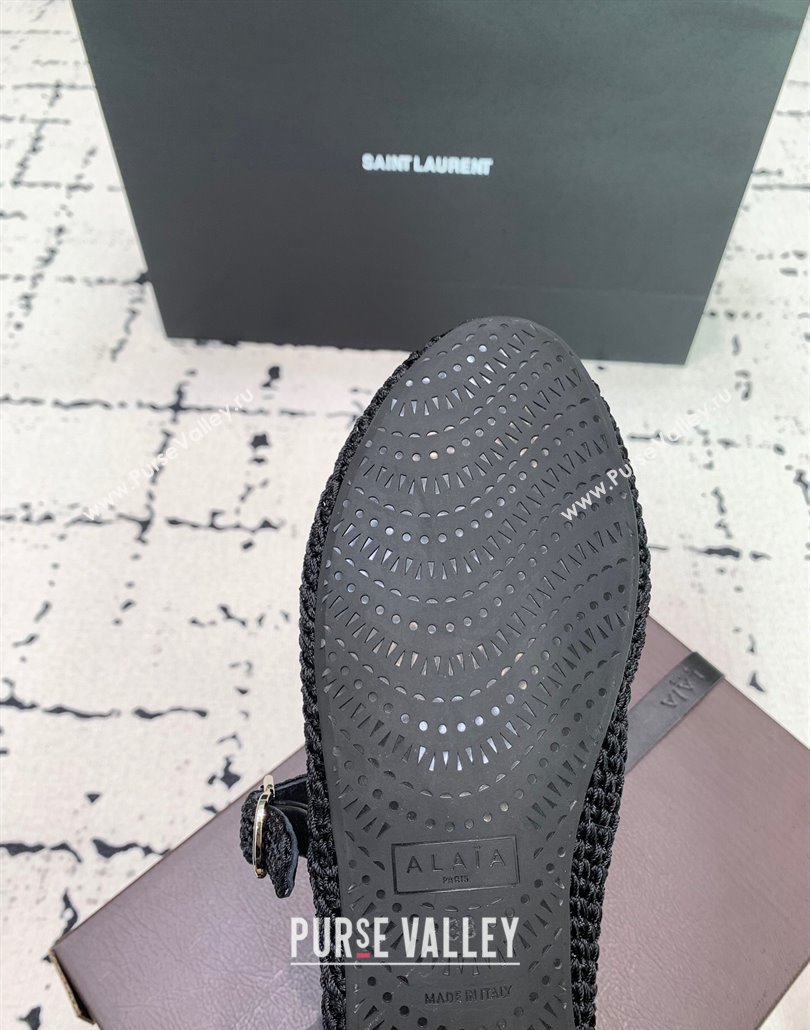 Maison Alaia Ballet Flats in Knitted Fiber Black 2025 AL042802 (KER-250428077)