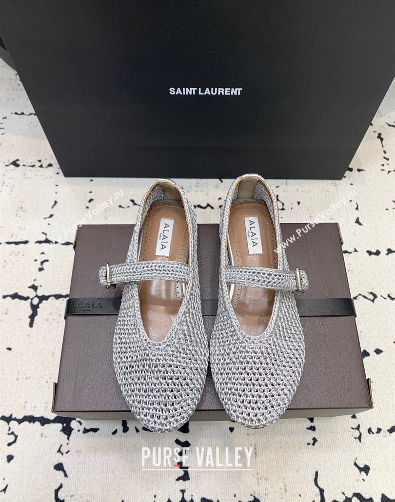 Maison Alaia Ballet Flats in Knitted Fiber Grey 2025 AL042802 (KER-250428078)