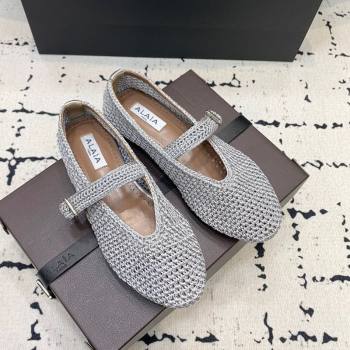 Maison Alaia Ballet Flats in Knitted Fiber Grey 2025 AL042802 (KER-250428078)