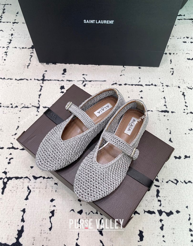 Maison Alaia Ballet Flats in Knitted Fiber Grey 2025 AL042802 (KER-250428078)