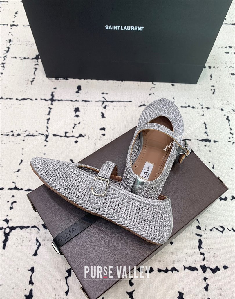 Maison Alaia Ballet Flats in Knitted Fiber Grey 2025 AL042802 (KER-250428078)