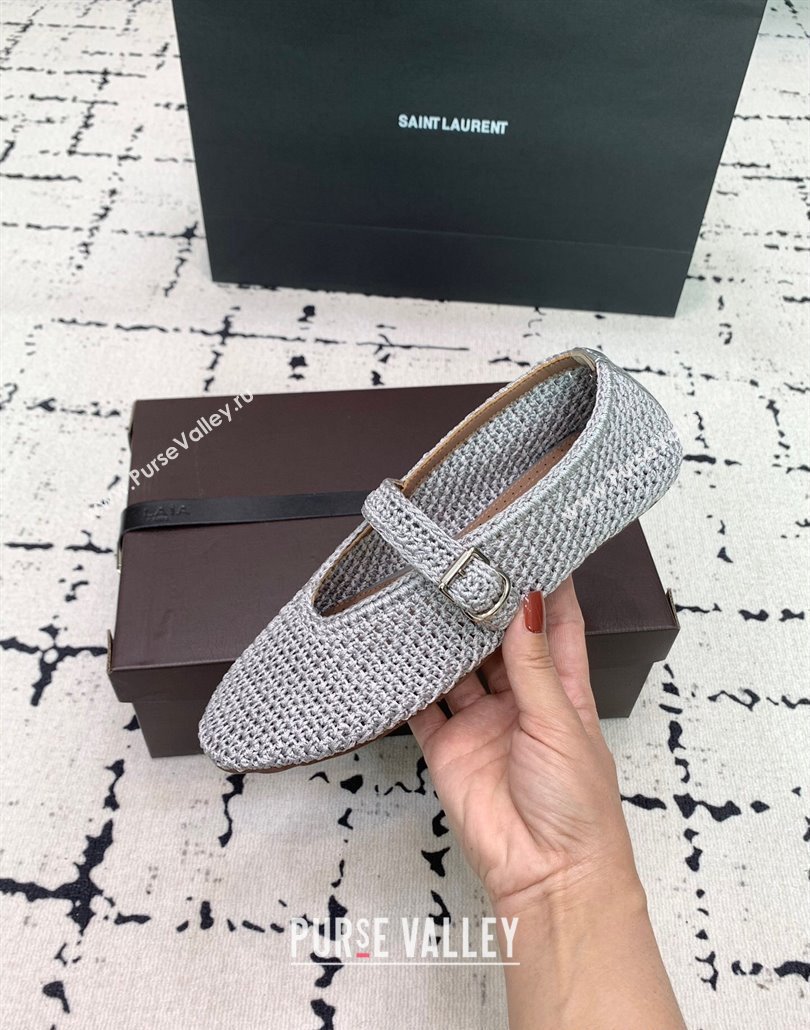 Maison Alaia Ballet Flats in Knitted Fiber Grey 2025 AL042802 (KER-250428078)