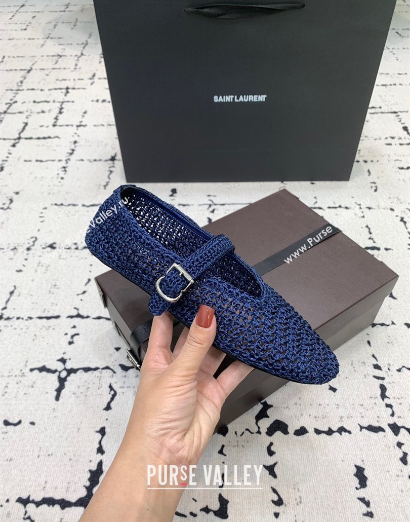 Maison Alaia Ballet Flats in Knitted Fiber Navy Blue 2025 AL042802 (KER-250428073)