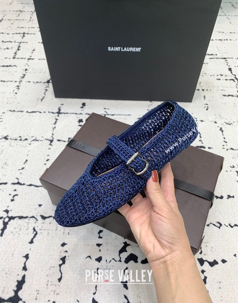 Maison Alaia Ballet Flats in Knitted Fiber Navy Blue 2025 AL042802 (KER-250428073)