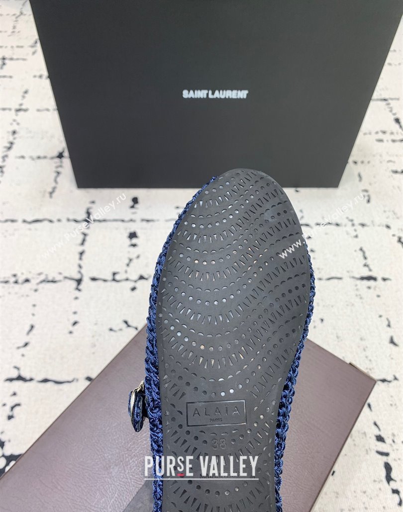 Maison Alaia Ballet Flats in Knitted Fiber Navy Blue 2025 AL042802 (KER-250428073)