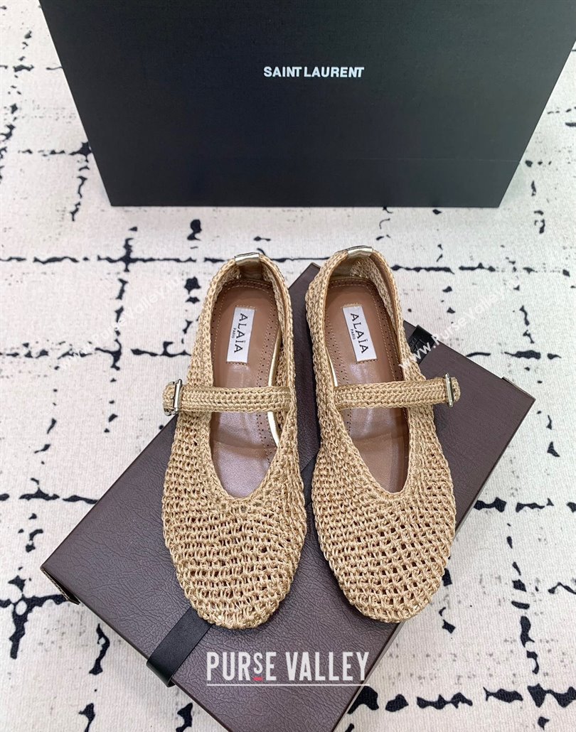 Maison Alaia Ballet Flats in Knitted Fiber Beige 2025 AL042802 (KER-250428075)