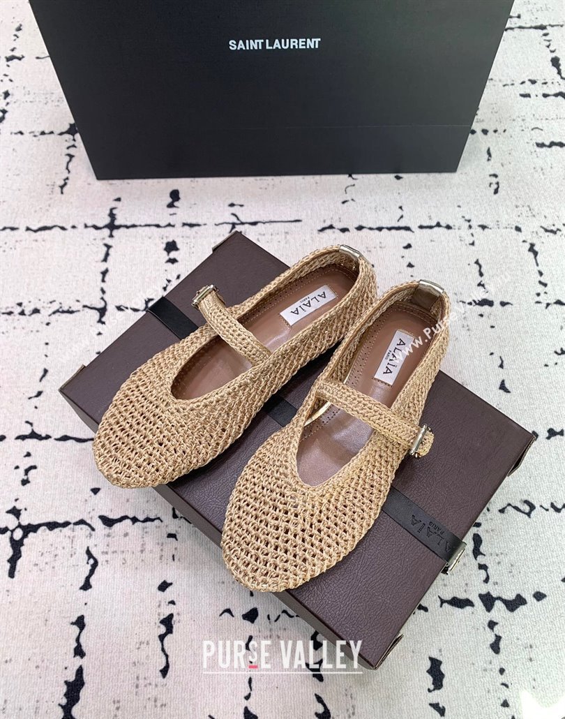 Maison Alaia Ballet Flats in Knitted Fiber Beige 2025 AL042802 (KER-250428075)