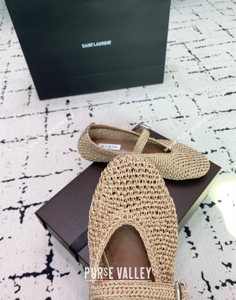 Maison Alaia Ballet Flats in Knitted Fiber Beige 2025 AL042802 (KER-250428075)