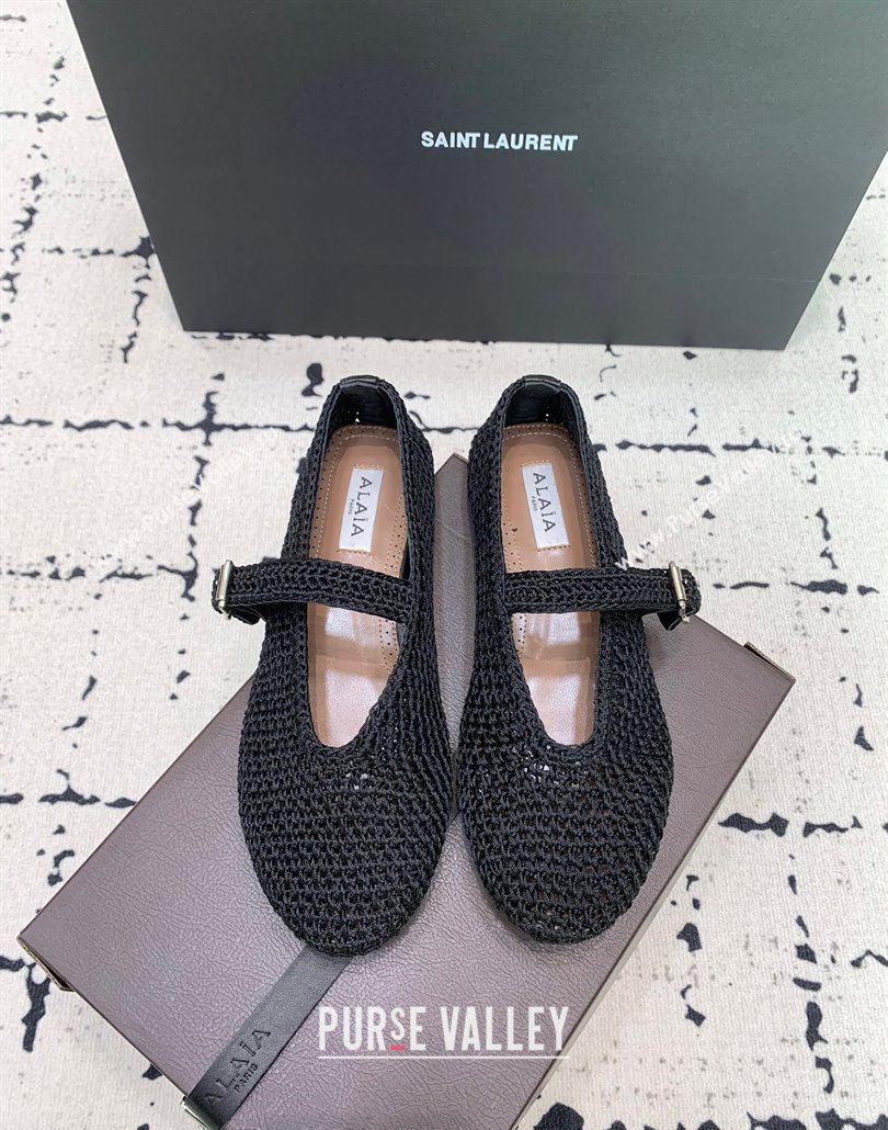 Maison Alaia Ballet Flats in Knitted Fiber Black 2025 AL042802 (KER-250428077)