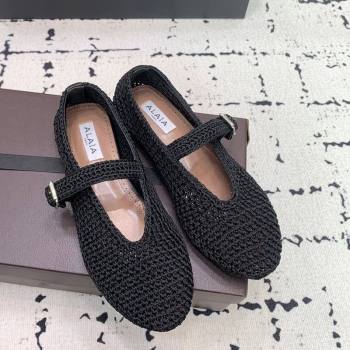 Maison Alaia Ballet Flats in Knitted Fiber Black 2025 AL042802 (KER-250428077)