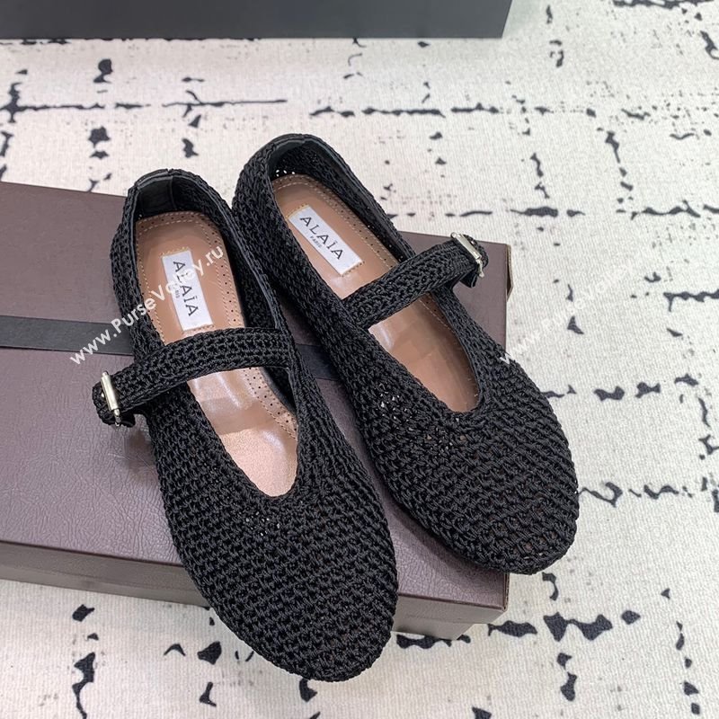 Maison Alaia Ballet Flats in Knitted Fiber Black 2025 AL042802 (KER-250428077)