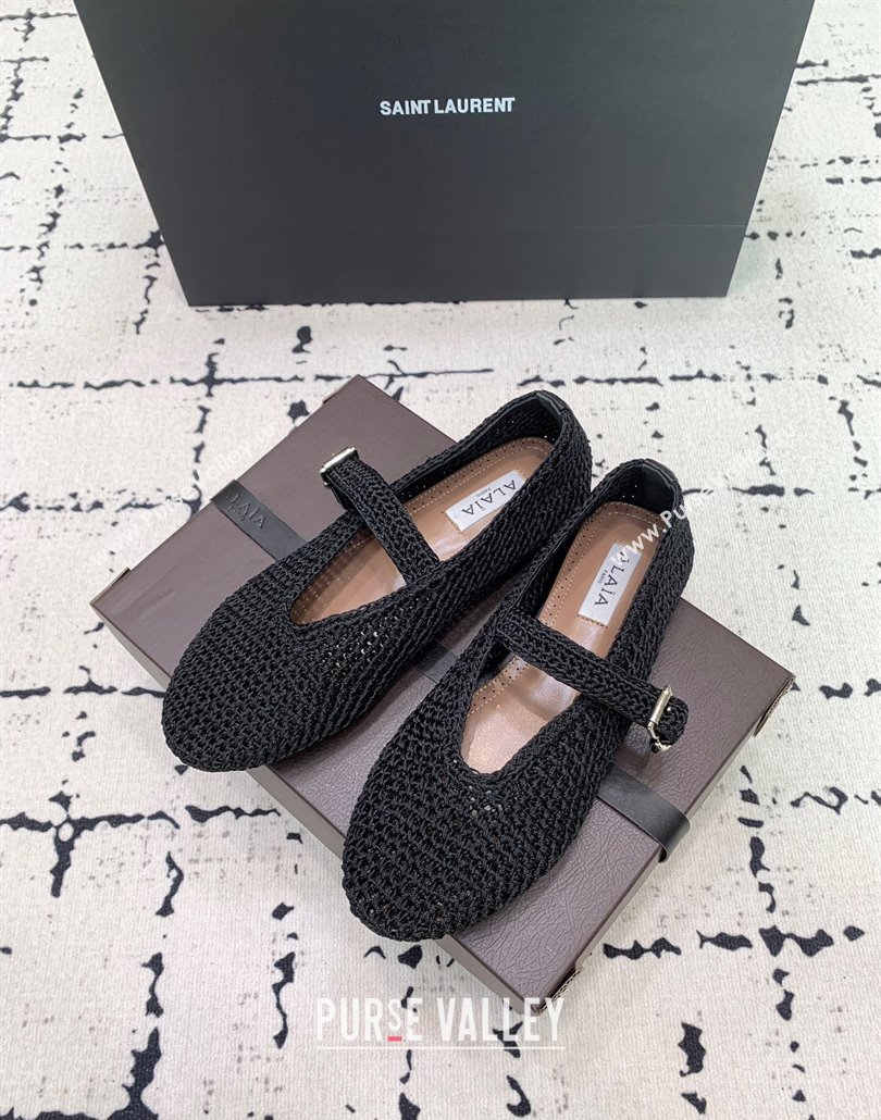 Maison Alaia Ballet Flats in Knitted Fiber Black 2025 AL042802 (KER-250428077)