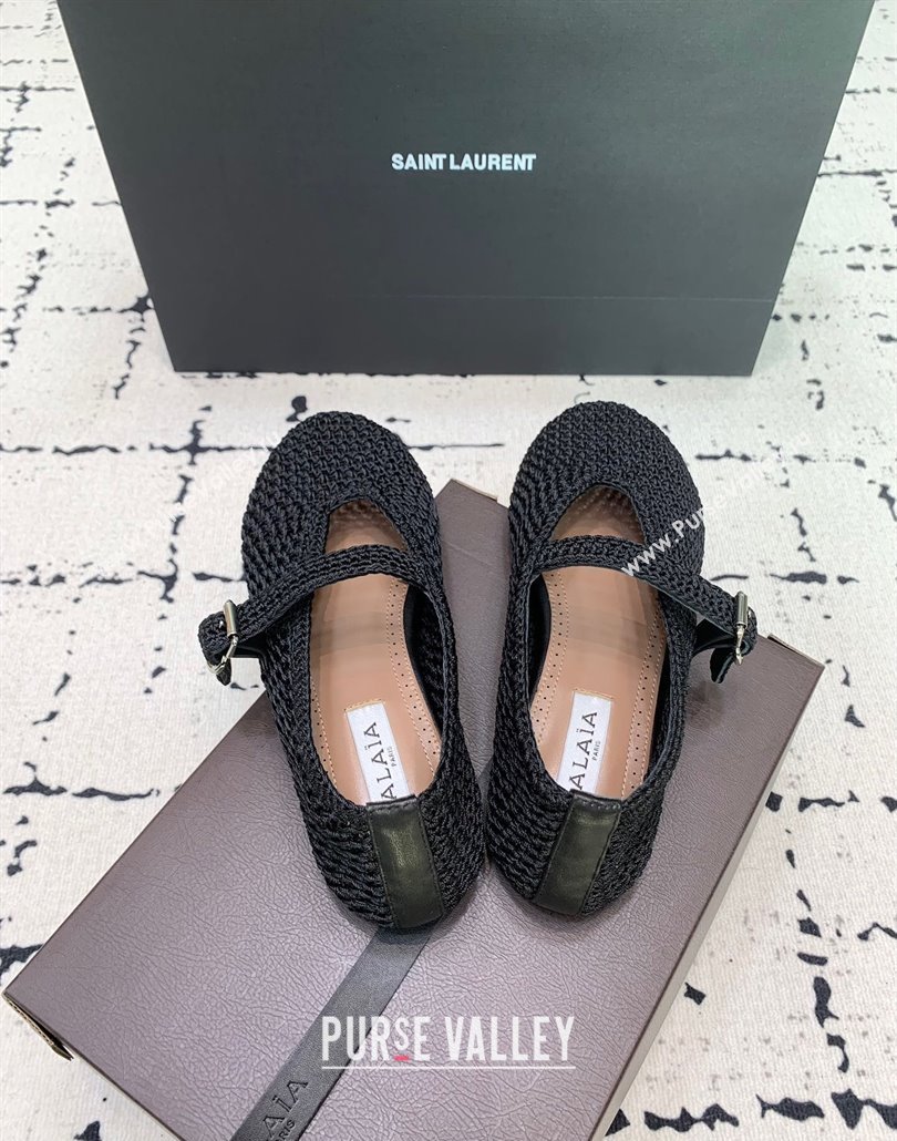 Maison Alaia Ballet Flats in Knitted Fiber Black 2025 AL042802 (KER-250428077)