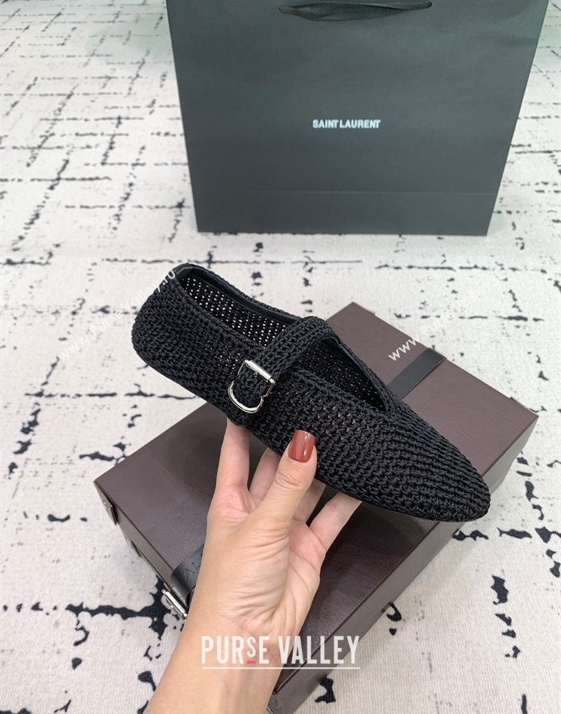 Maison Alaia Ballet Flats in Knitted Fiber Black 2025 AL042802 (KER-250428077)