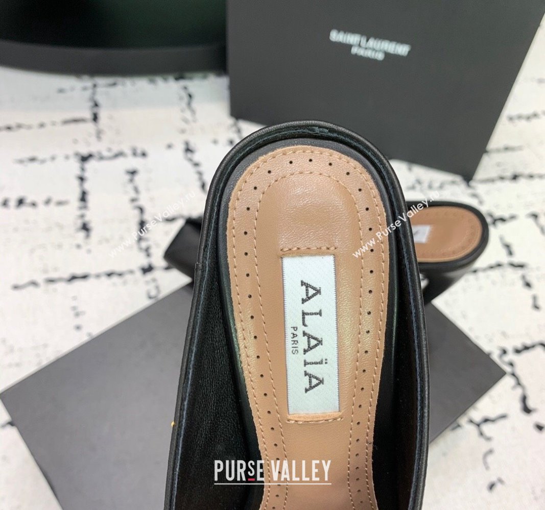 Alaia Spike Jewel Mules 10.5cm in Calfskin with Open Toe Black 2024 (KER-240531068)
