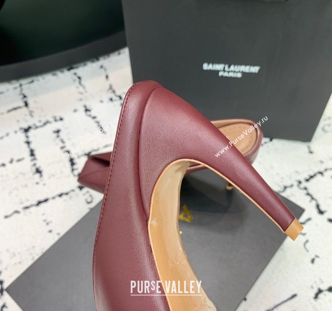 Alaia Spike Jewel Mules 10.5cm in Calfskin with Open Toe Burgundy 2024 (KER-240531070)