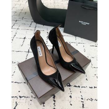 Alaia Le Cœur Heart High Pumps 10.5cm in Suede and Patent Leather Black 2024 AL100804 (KER-241008016)