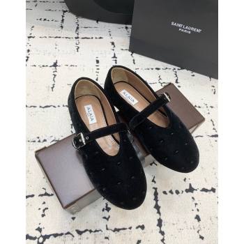 Alaia Ballet Flats in Velvet Black 2024 AL100801 (KER-241008001)