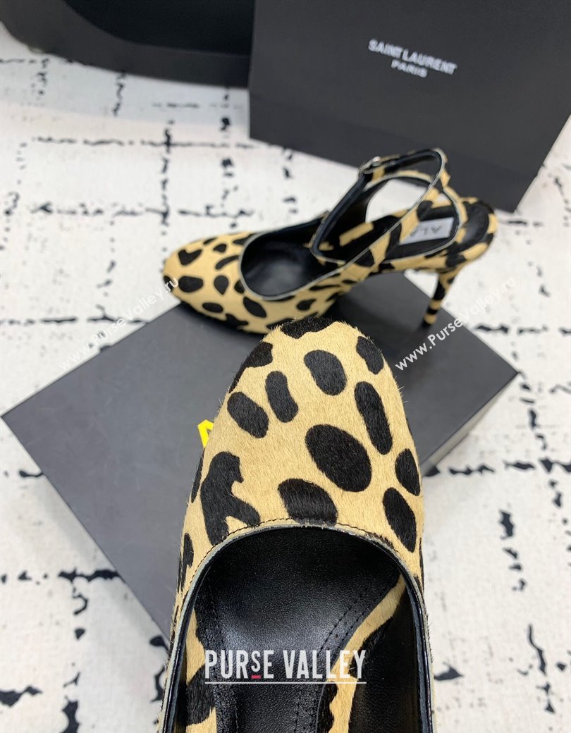 Alaia Decollete Slingback Pumps 10.5cm in Leopard Print Haircalf Yellow 2024 (KER-241223043)