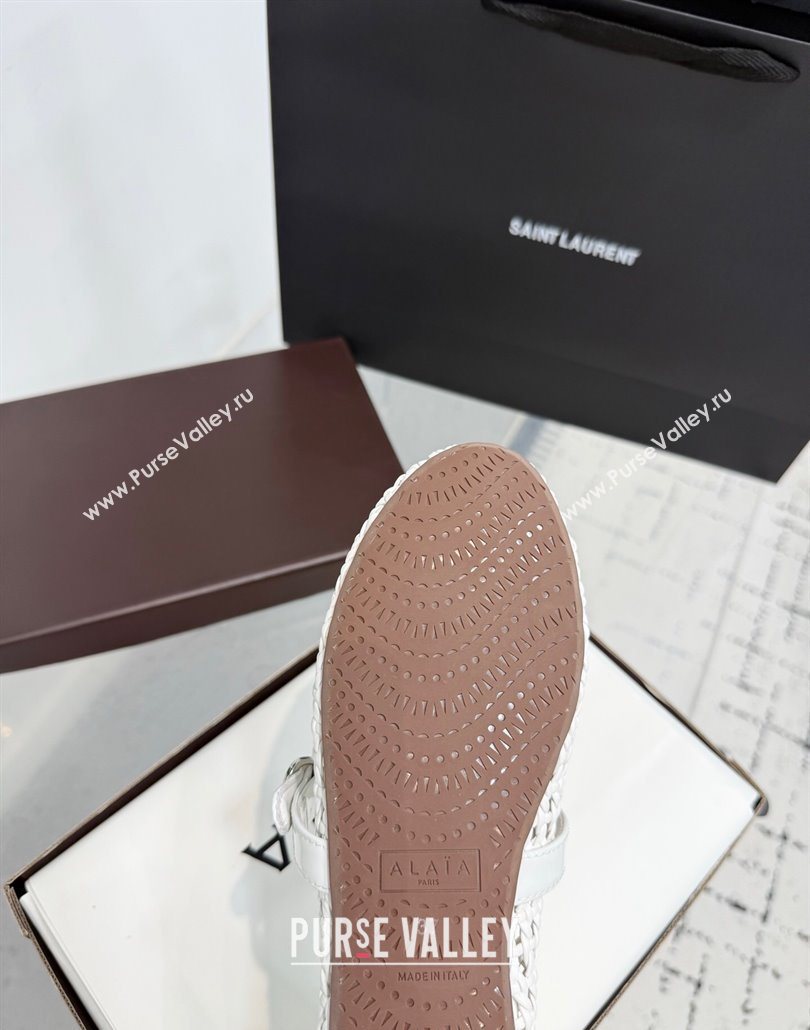 Alaia Ballet Flats in Braided Lambskin and Patent Leather Optic White 2025 AL060603 (KER-250606032)
