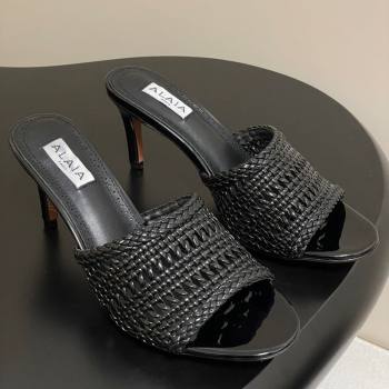 Alaia Heel Slides Sandal 7cm in Braided Lambskin Black 2025 AL060609 (MD-250606055)