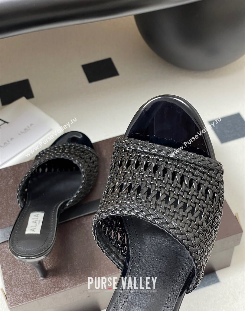Alaia Heel Slides Sandal 7cm in Braided Lambskin Black 2025 AL060609 (MD-250606055)