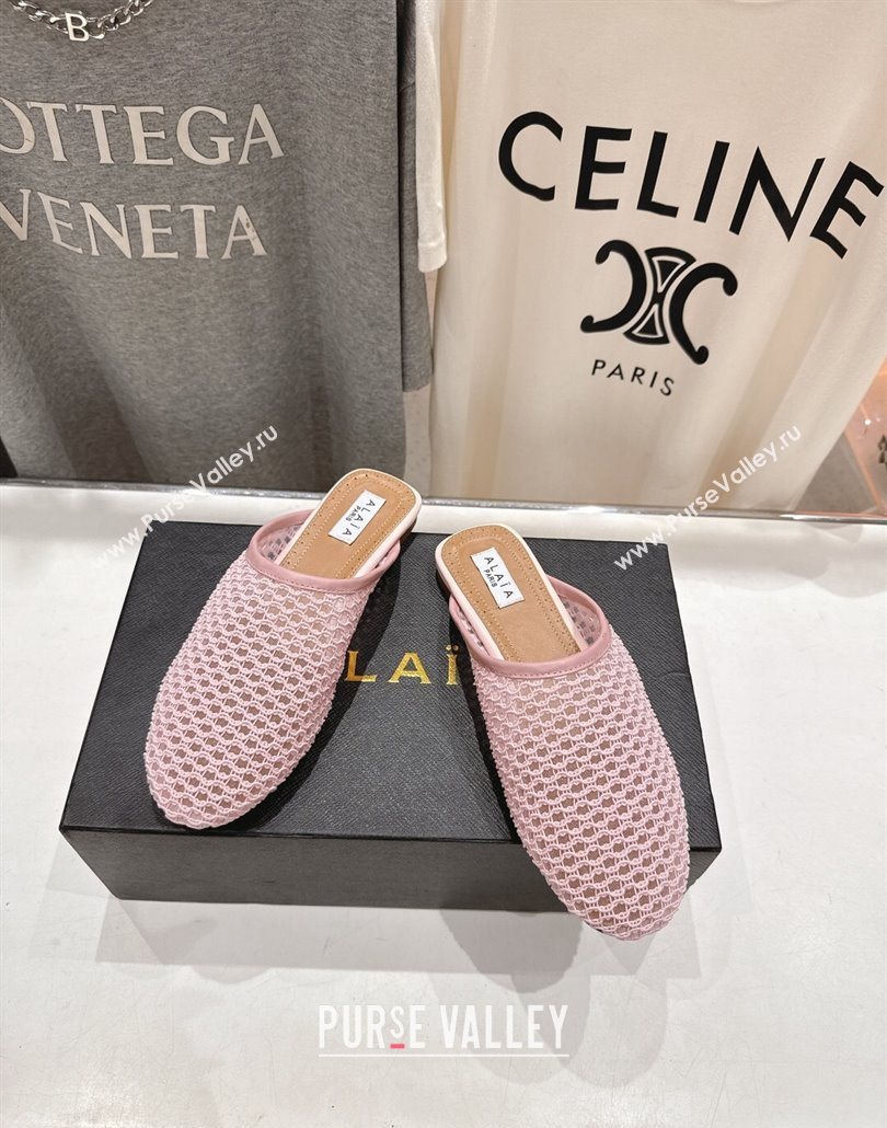 Alaia Flat Mesh Mules Light Pink 2025 AL060610 (MD-250606059)