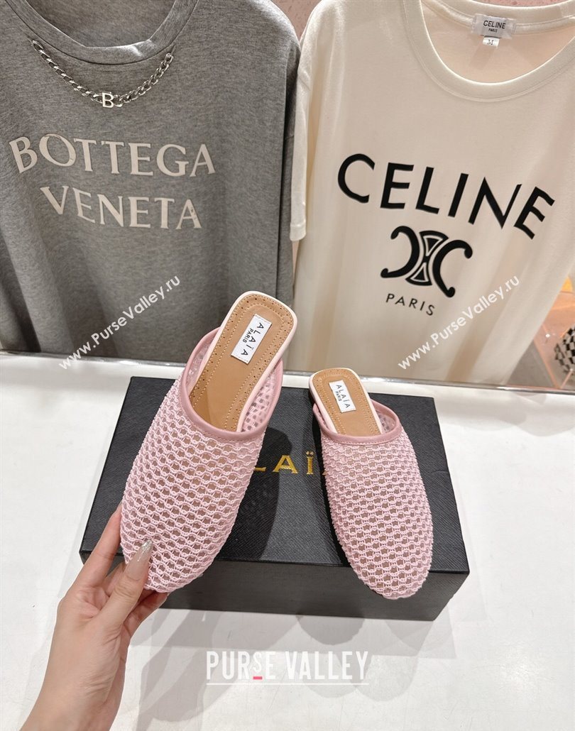 Alaia Flat Mesh Mules Light Pink 2025 AL060610 (MD-250606059)