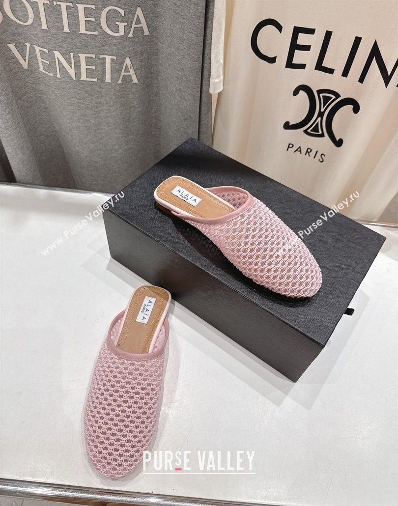 Alaia Flat Mesh Mules Light Pink 2025 AL060610 (MD-250606059)
