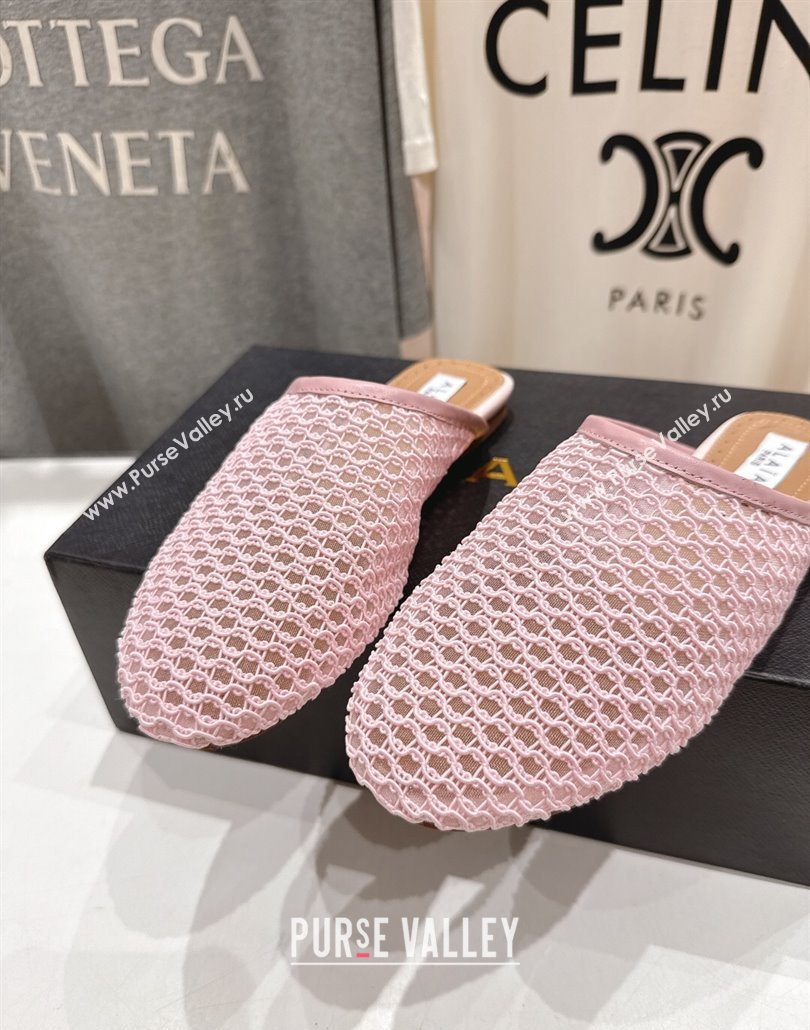 Alaia Flat Mesh Mules Light Pink 2025 AL060610 (MD-250606059)