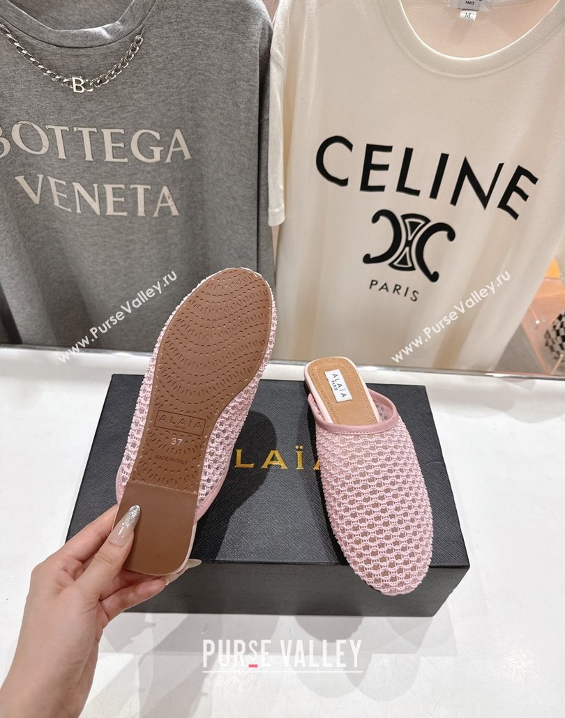 Alaia Flat Mesh Mules Light Pink 2025 AL060610 (MD-250606059)