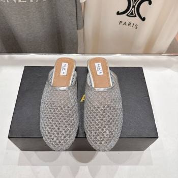 Alaia Flat Mesh Mules Silver 2025 AL060610 (MD-250606061)