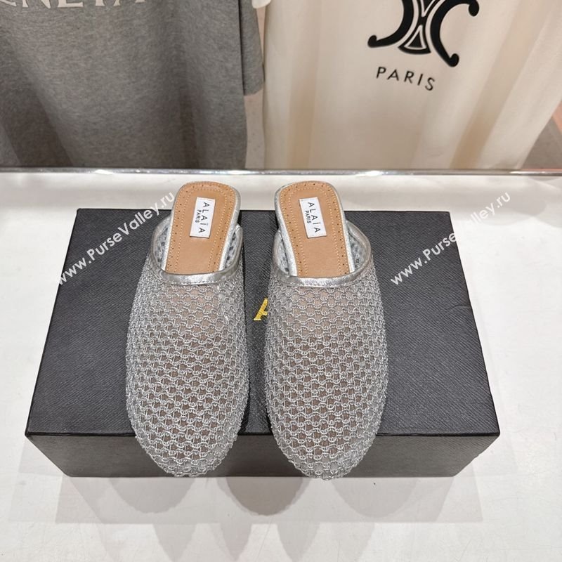 Alaia Flat Mesh Mules Silver 2025 AL060610 (MD-250606061)
