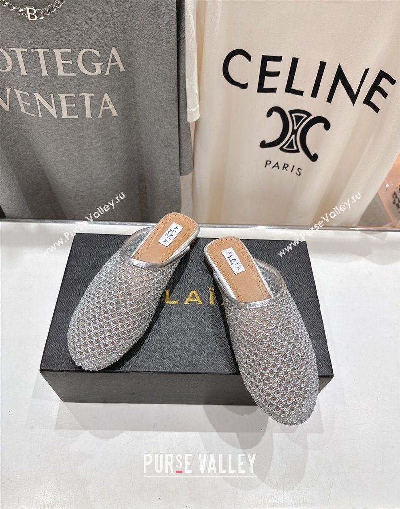Alaia Flat Mesh Mules Silver 2025 AL060610 (MD-250606061)