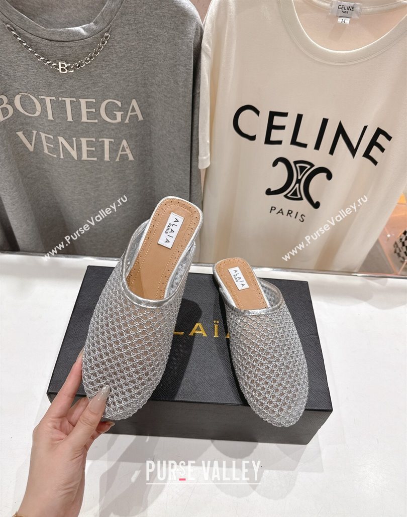 Alaia Flat Mesh Mules Silver 2025 AL060610 (MD-250606061)