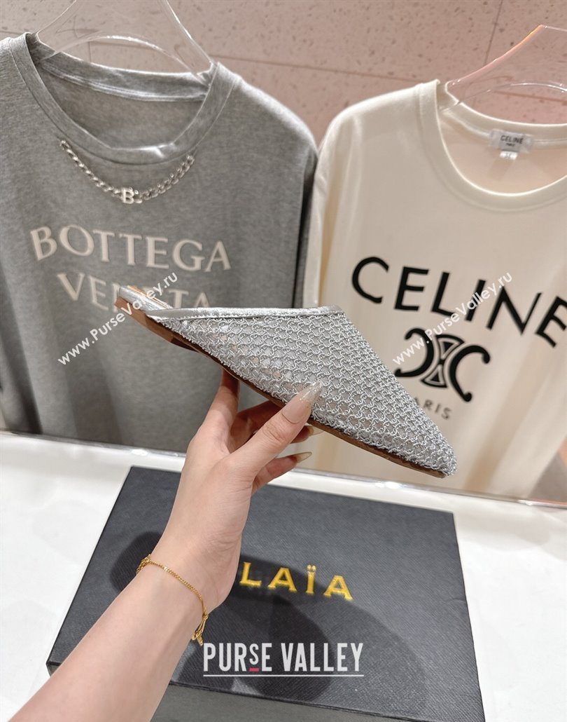 Alaia Flat Mesh Mules Silver 2025 AL060610 (MD-250606061)