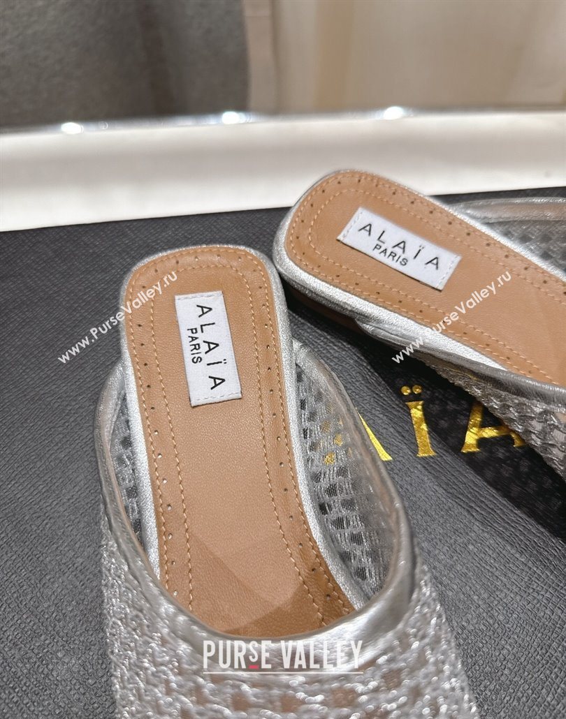 Alaia Flat Mesh Mules Silver 2025 AL060610 (MD-250606061)