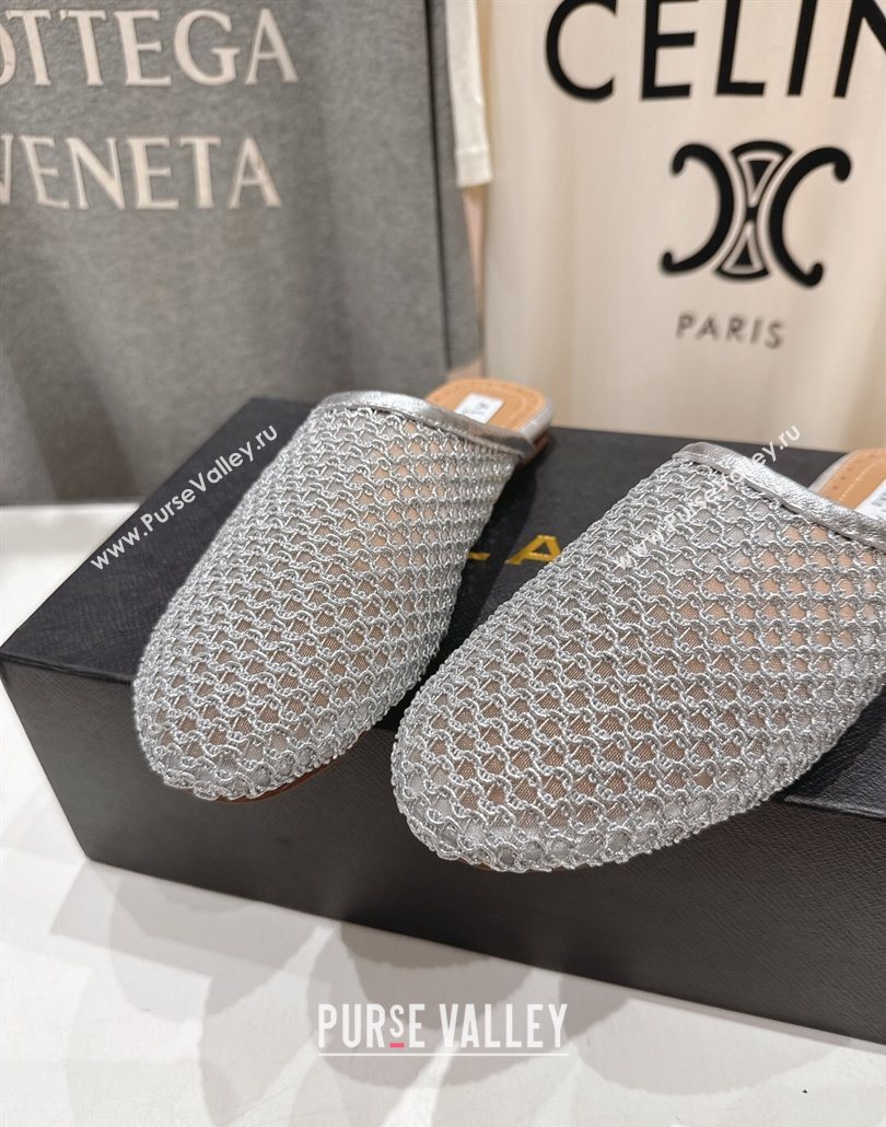 Alaia Flat Mesh Mules Silver 2025 AL060610 (MD-250606061)