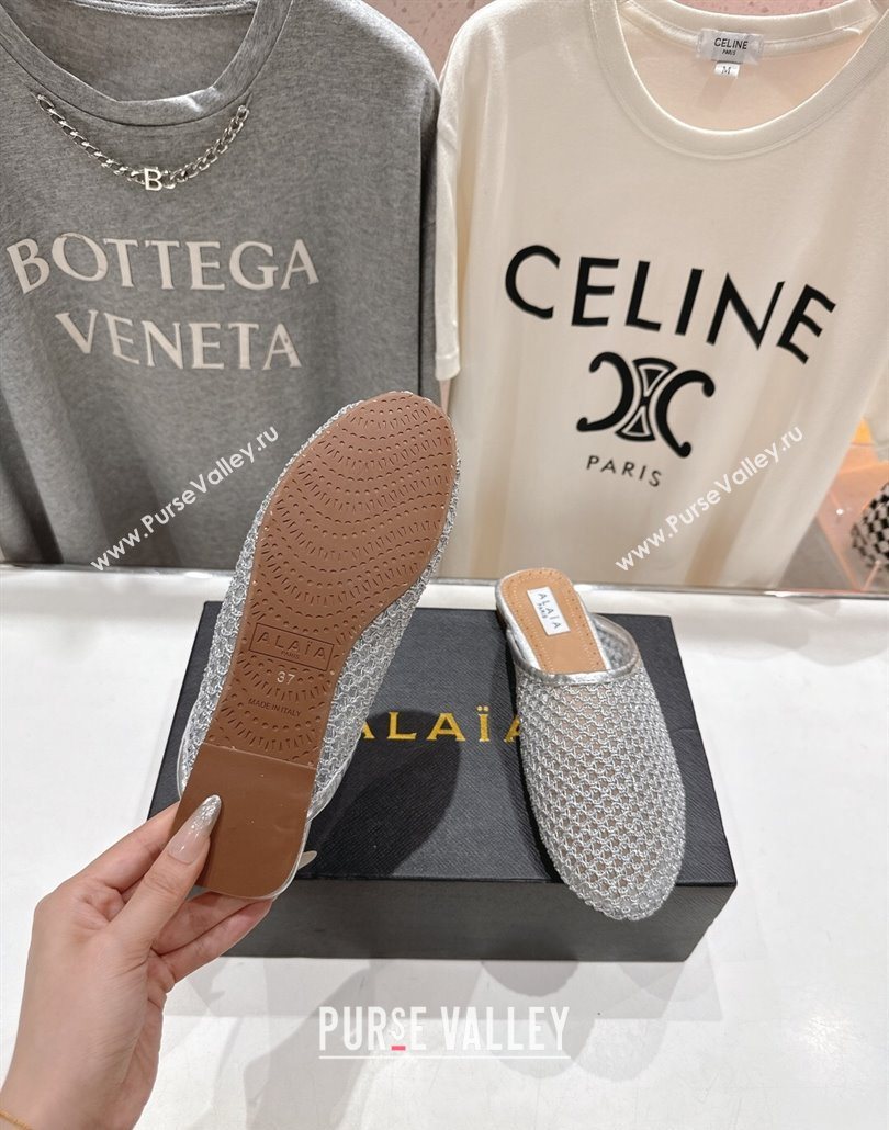 Alaia Flat Mesh Mules Silver 2025 AL060610 (MD-250606061)