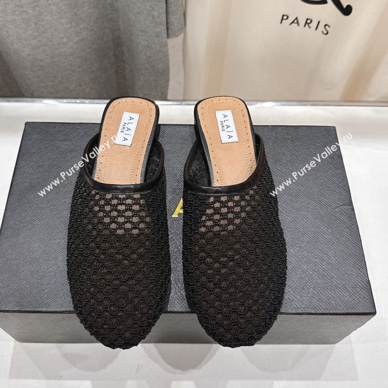 Alaia Flat Mesh Mules Black 2025 AL060610 (MD-250606062)