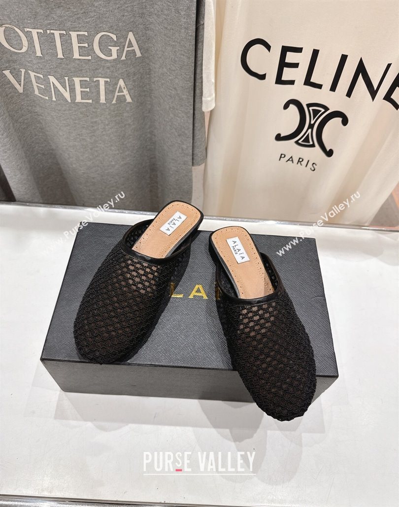Alaia Flat Mesh Mules Black 2025 AL060610 (MD-250606062)
