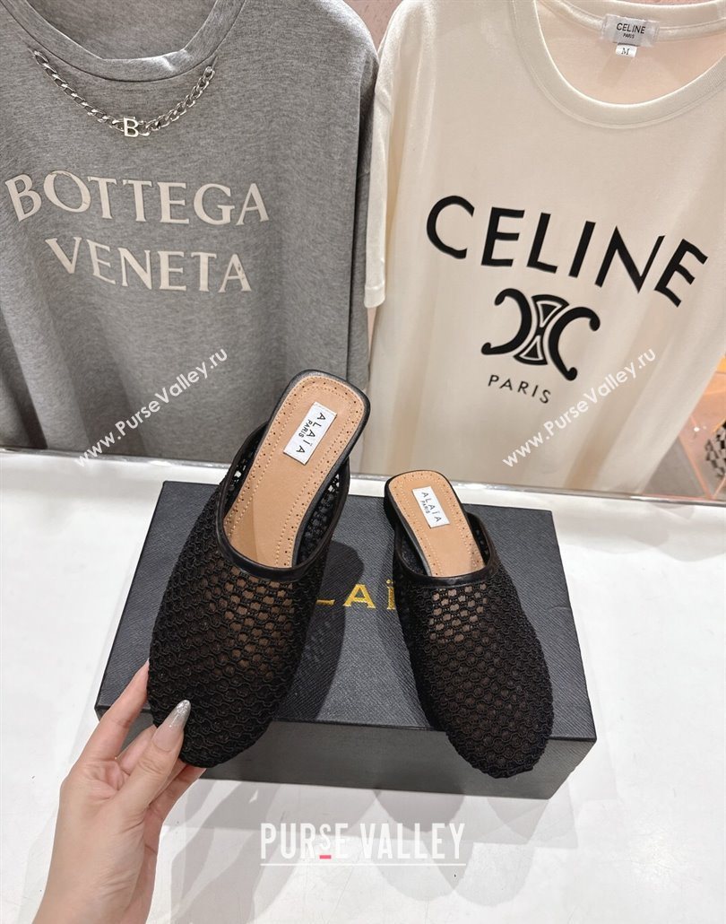 Alaia Flat Mesh Mules Black 2025 AL060610 (MD-250606062)